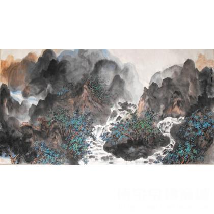 杨万全 雨后山泉（灰麻纸） 类别: 国画山水作品